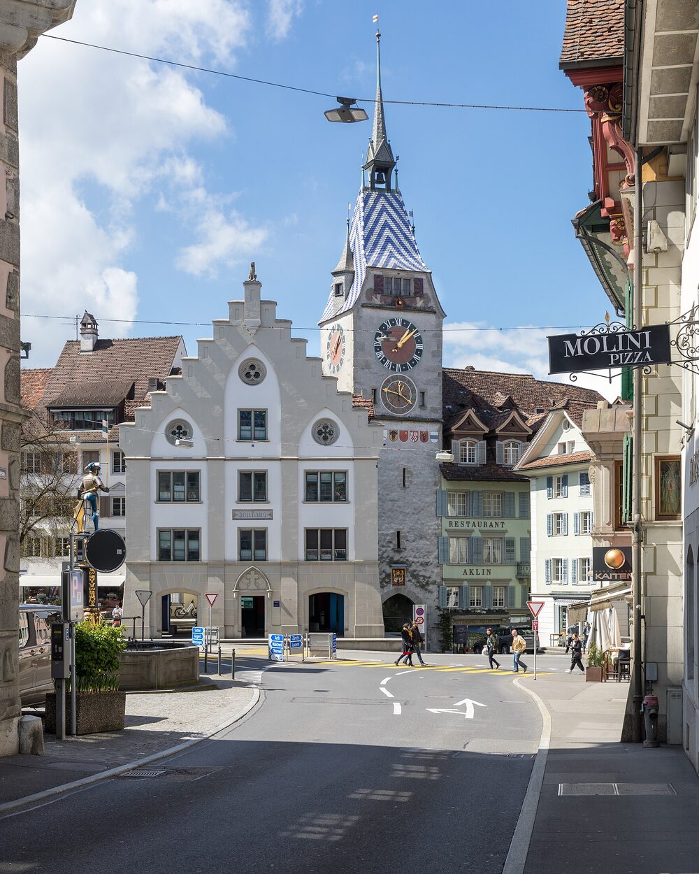 The Zytturm clock tower in the old town of Zug